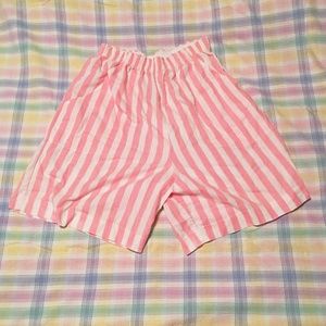 Vintage 80s French Navy Pink + White Striped Short